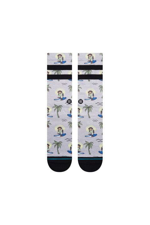 Stance Surfing Monkey Crew Socks - Grey - FrontStance Surfing Monkey Crew Socks - Grey - Front