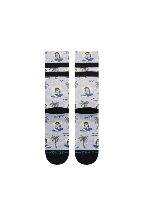 Stance Surfing Monkey Crew Socks - Grey - BackStance Surfing Monkey Crew Socks - Grey - Back