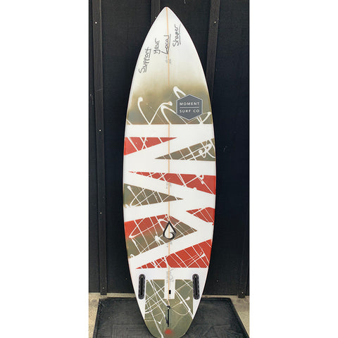 Used NME 5'11" Shortboard Surfboard - Red/Green Spray
