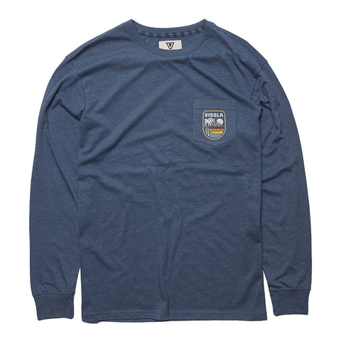Vissla Diamondhead L/S Pocket Tee - Strong Blue Heather