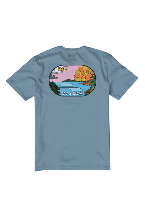 Vissla Portal S/S Pocket Tee - Faded Denim - Back