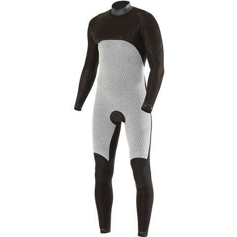 Vissla 7 Seas Power Seam 4/3 Chest Zip Wetsuit - Black - Inside Out Front