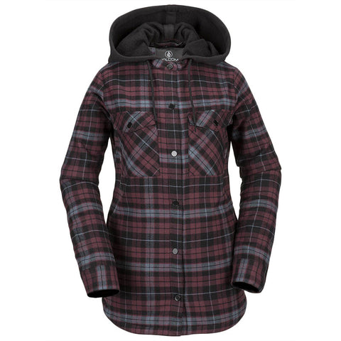 Volcom Hooded Flannel Jacket - Merlot