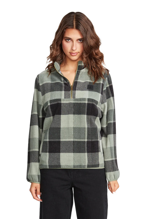 Volcom Pheelin It Mock Neck Fleece Pullover - Dark Pine