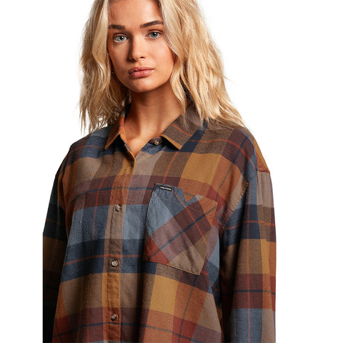 Volcom Plaid To Meet U Long Sleeve - Golden Brown