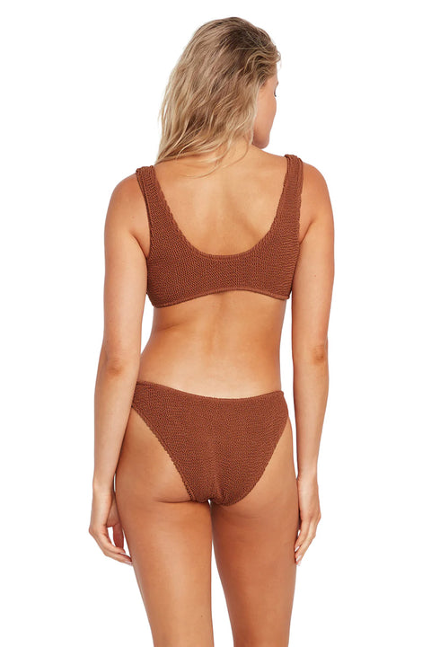 Volcom Simply Scrunch Scoop Bikini Top - Rustic Brown - Back