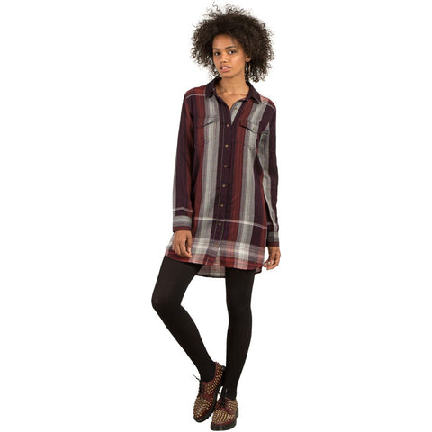 Volcom Well Plaid Dress - Plum