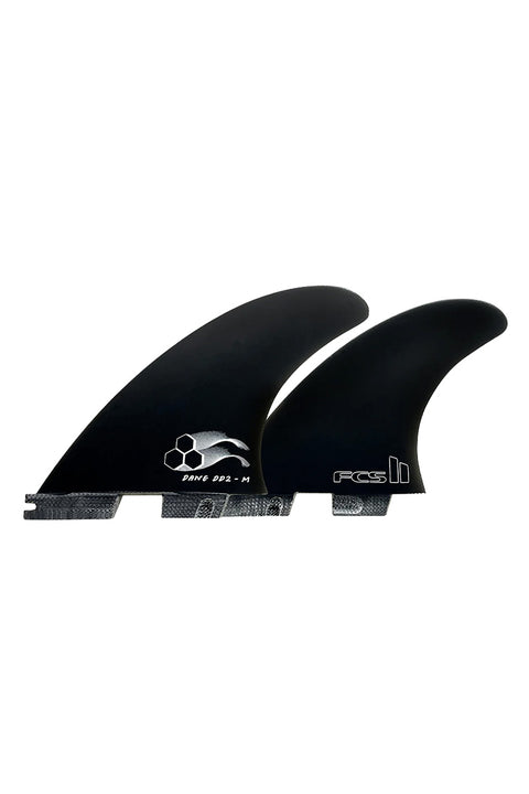 FCS II CI x Dane Reynolds DD2 PG Medium Tri Fin Set - Charcoal- Front of side and back fin