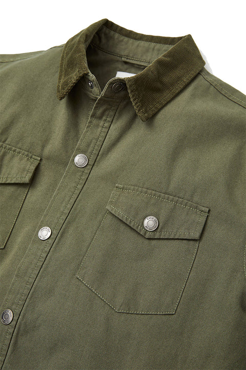 Katin Campbell Jacket - Olive - Collar Closeup