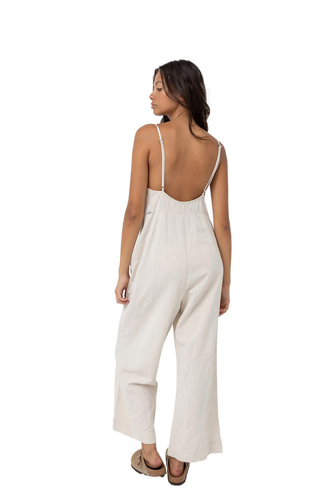 Rhythm Classic Jumpsuit - Oat- Back