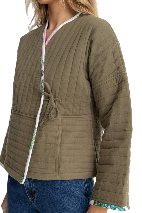 Rhythm Jyoti Quilted Jacket - Olive- Side