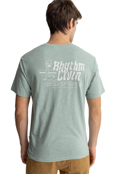 Rhythm Livin Slub S/S T-Shirt - Seafoam - Back