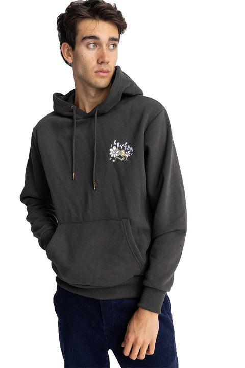 Rhythm Natural Harmony Fleece Hoodie - Vintage Black- Front close up