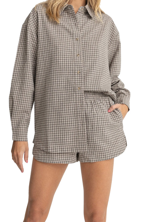 Rhythm Sandy Check Short - Natural- Front