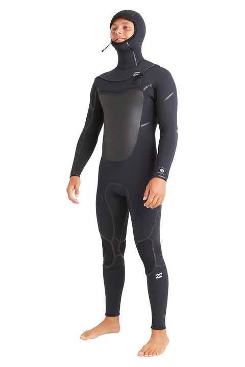 Billabong 5/4mm Absolute Natural+ Upcycler Chest Zip Hooded Wetsuit - Black- Side