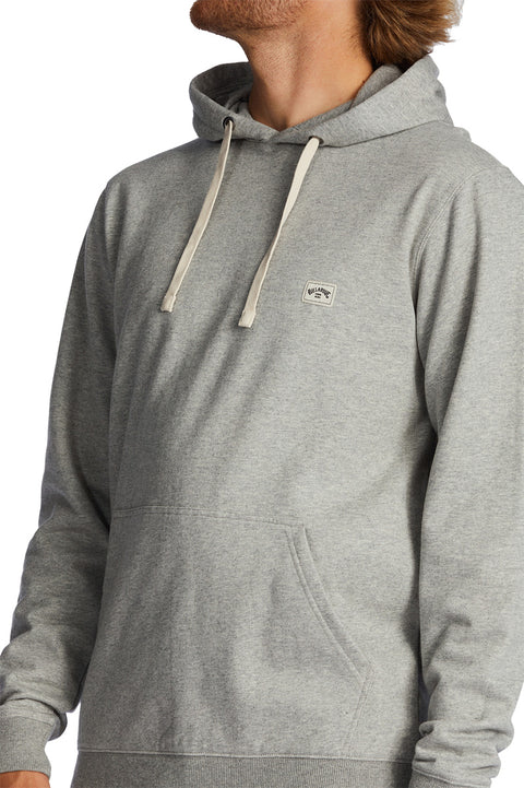 Billabong All Day Organic Pullover Hoodie - Grey Heather - Chest Closeup