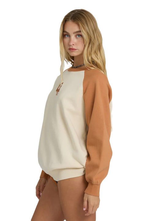 Billabong Blissed Out Crew Fleece - Caramel Cafe- Side