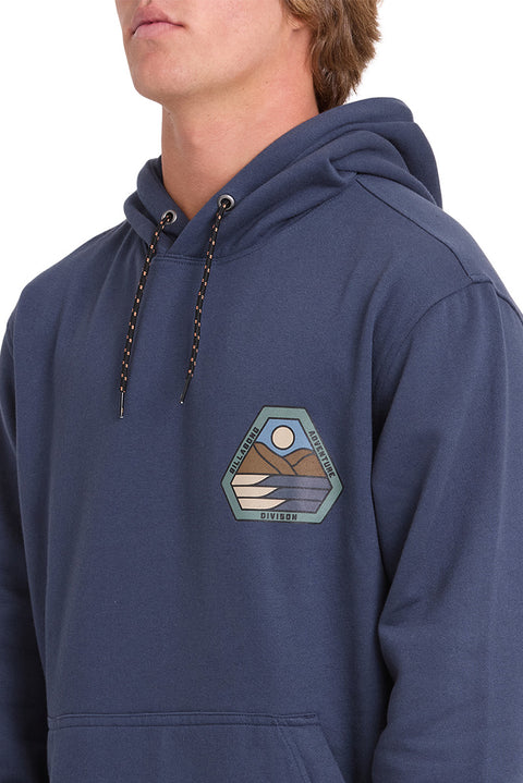 Billabong Compass Pullover - Blue Graphite- Close up on chest logo