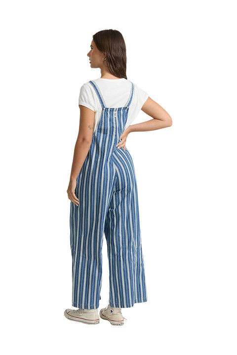 Billabong Pacific Time Saltwashed Stripe Jumpsuit - Blue Smoke- Back