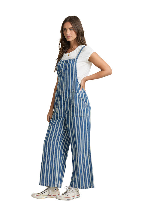 Billabong Pacific Time Saltwashed Stripe Jumpsuit - Blue Smoke- Side