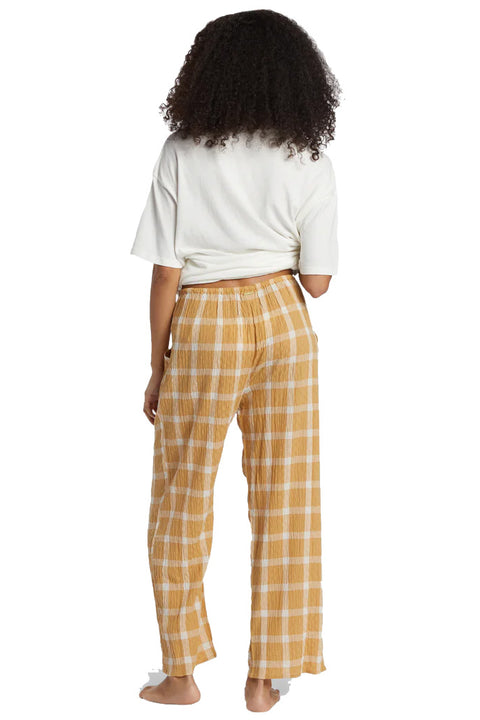 Billabong Plaid Out Elastic Waist Pants - Hemp 2- Back