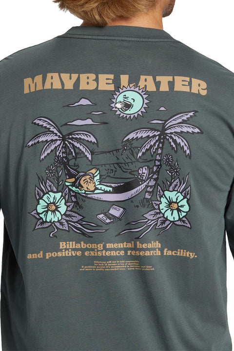 Billabong Relax Long Sleeve T-Shirt - Slate Green- Close up on back graphic