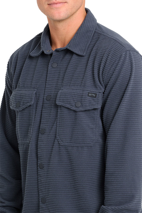 Billabong Ridge L/S Shirt - Blue Graphite- Close up on front