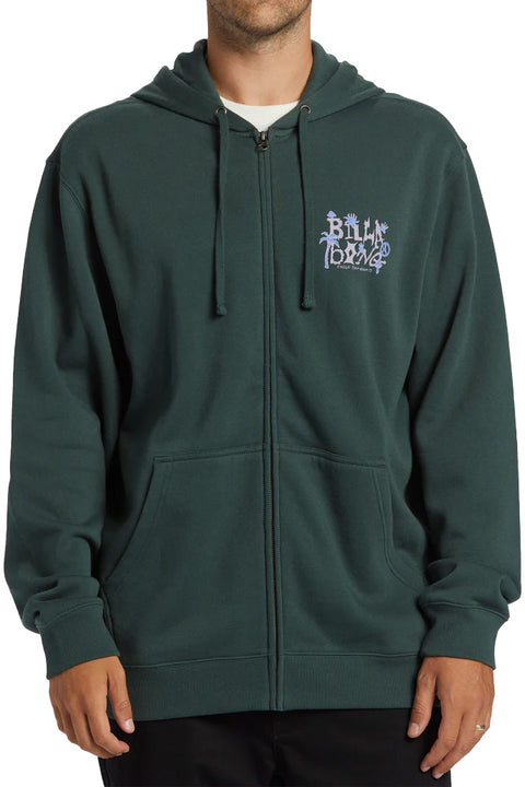 Billabong Short Sands Zip Hoodie - Forest Green- Front