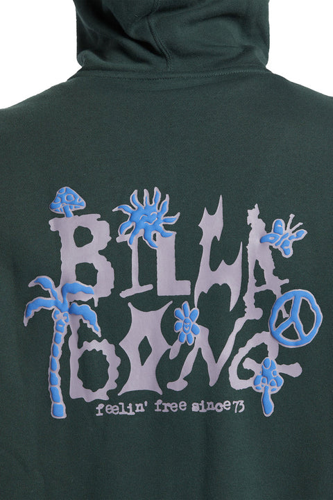 Billabong Short Sands Zip Hoodie - Forest Green- Close up on back graphic