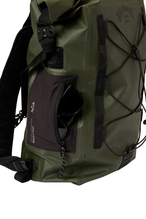 Billabong Surftrek Storm Backpack - Military- Close up of sunglasses pocket