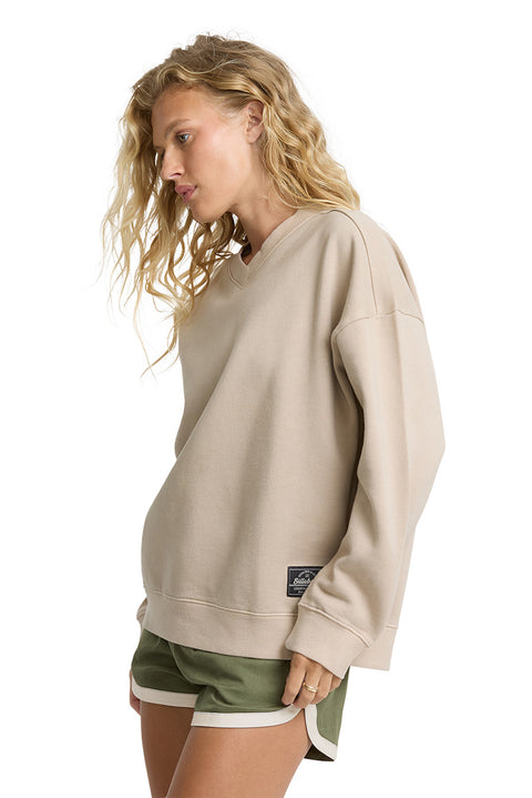 Billabong That Life V Neck Crew Fleece - Cobblestone- Side