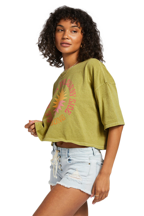 Billabong True Cropped T-Shirt - Seaweed-Side