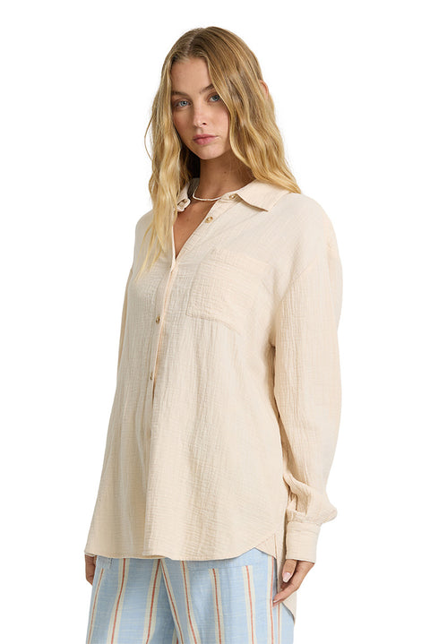 Billabong Wanderer Solids L/S Woven Top - Dove- Side