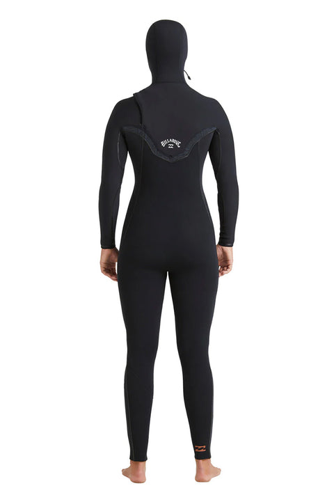 Billabong Women's Furnace Natural Upcycler 5/4 Hooded Wetsuit - Black - Back