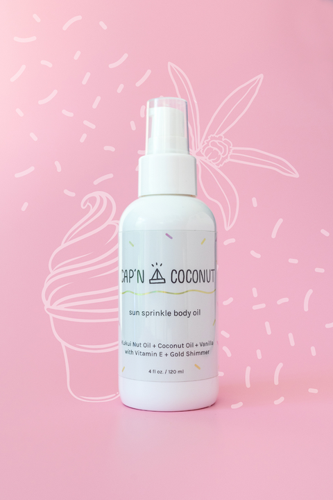 Cap'n Coconut Sun Sparkle Shimmer Body Oil- Front