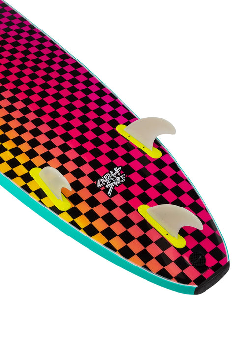 Catch Surf Odysea Log 7'0" Surfboard - Turquoise- Tail with fins up