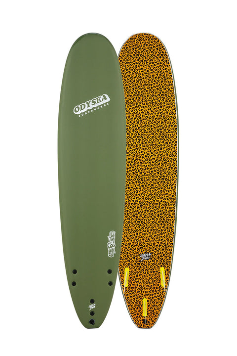 Catch Surf Odysea Log 8'0" Surfboard - Military Green\Cheetah- Top and bottom view