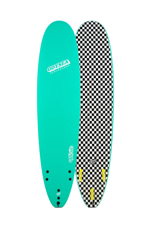 Catch Surf Odysea Log 8'0" Surfboard - Turquoise\Checkers- Top and bottom view