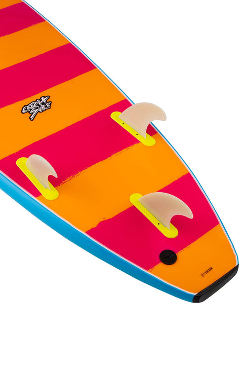 Catch Surf Odysea Log 9'0" Surfboard - Blue\Stripes- close up on tail