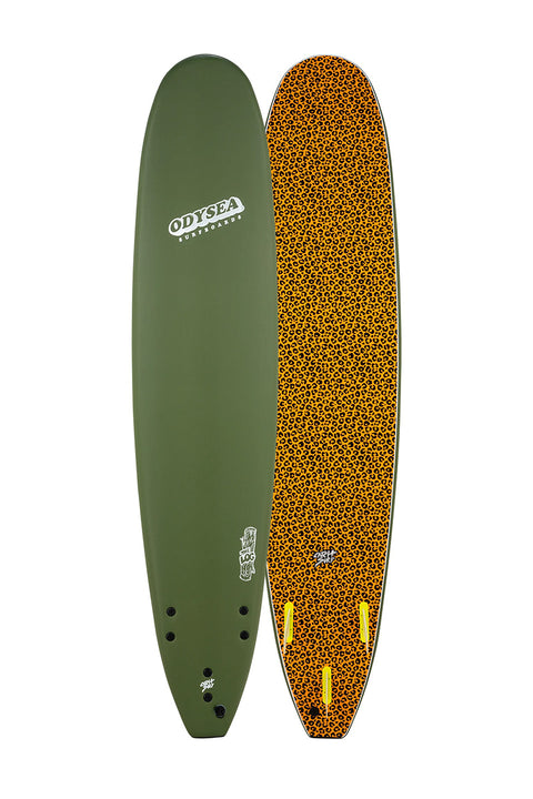 Catch Surf Odysea Log 9'0" Surfboard - Military Green\Cheetah- Top and bottom view