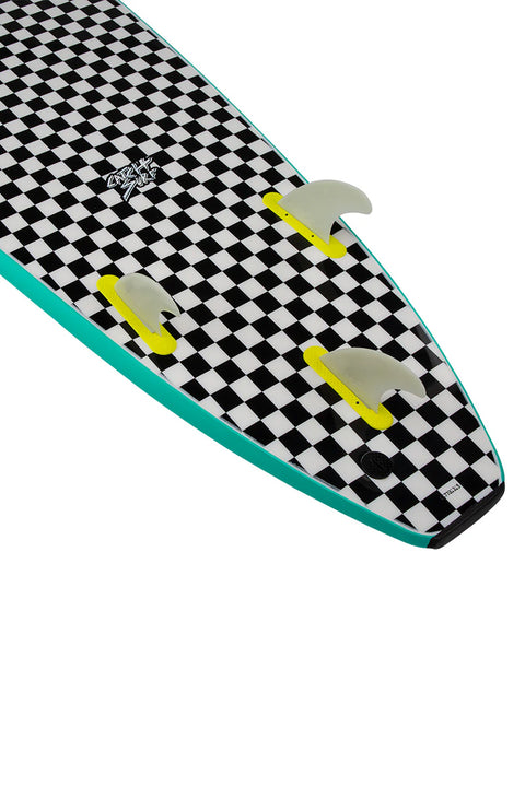 Catch Surf Odysea Log 9'0" Surfboard - Turquoise\Checkers- Close up on tail