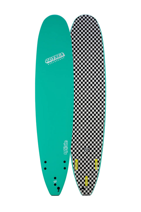 Catch Surf Odysea Log 9'0" Surfboard - Turquoise\Checkers- Top and bottom view