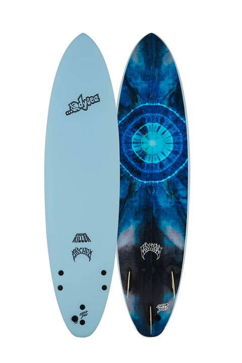 Catch Surf Odysea X Lost 6'8" Crowd Killer Surfboard - Sky Blue- View of top and bottom