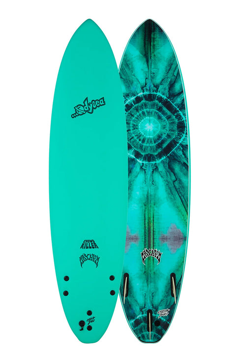Catch Surf Odysea X Lost 7'2" Crowd Killer Surfboard - Turquoise/Tie Dye- top and bottom view