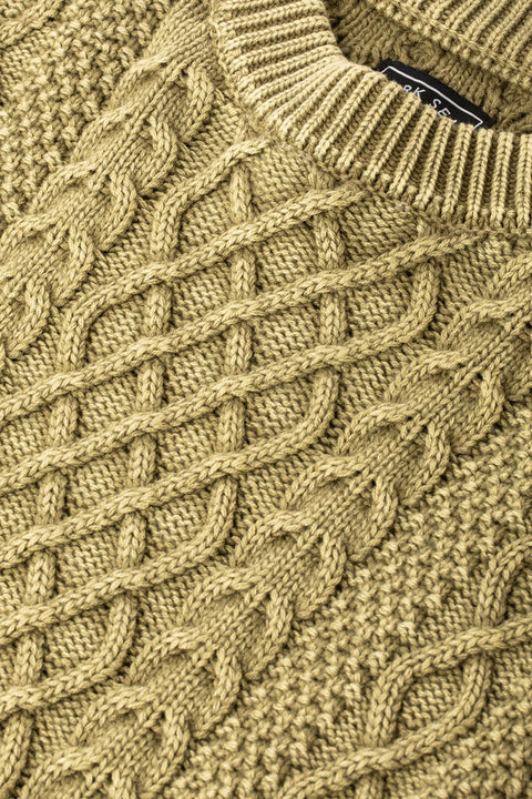 Dark Seas Big Sur Sweater - Moss- Close up on front