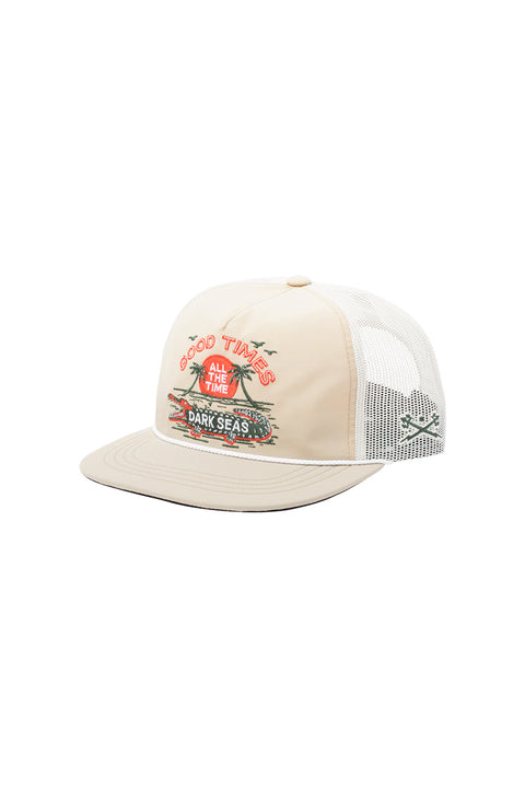 Dark Seas Gator Hat - Khaki / White- Front and side