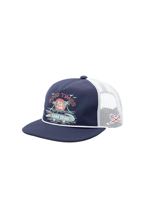 Dark Seas Gator Hat - Navy / White- Front and side