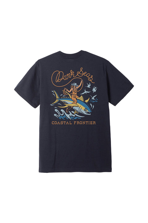 Dark Seas Ride 'Em Wet Tee - Heather Navy- Back