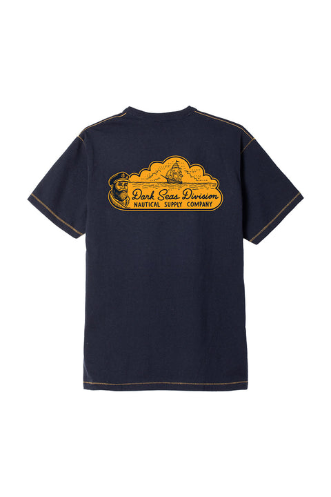 Dark Seas Sea Dogs Blind Stitch Tee - Heather Navy- Back