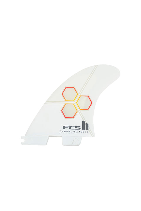 FCS II CI PC Large Tri Fin Set - White / Flame- Front